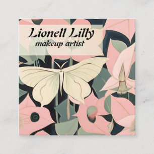 Pink and Cream - Luna Moth and Moonflowers Square Business Card