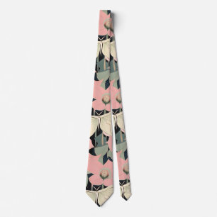 Pink and Cream - Luna Moth and Moonflowers   Tie