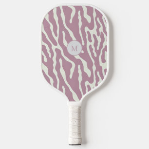 Pink and cream Modern Abstract Wavy Lines Pattern Pickleball Paddle