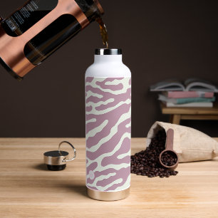 Pink and cream Modern Abstract Wavy Lines Pattern Water Bottle