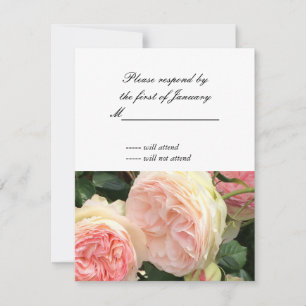 Pink and Cream Rose Reply Card