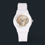 Pink and Cream Seashell Watch<br><div class="desc">Megan Meagher loves to paint pictures of the beautiful ocean collections. She captures the most natural yet beautiful offers of nature in sea life. In this classic and simple painting, it captures the simplicity of a beautiful cream and pink seashell. Get this piece of fine art print today to add...</div>