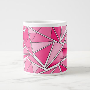 Pink and crimson geometric shapes pattern modern large coffee mug