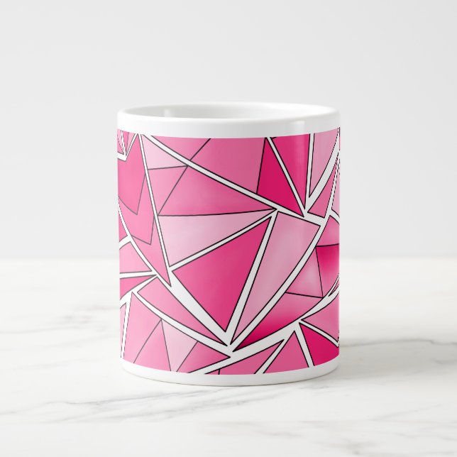 Pink and crimson geometric shapes pattern modern  large coffee mug (Front)