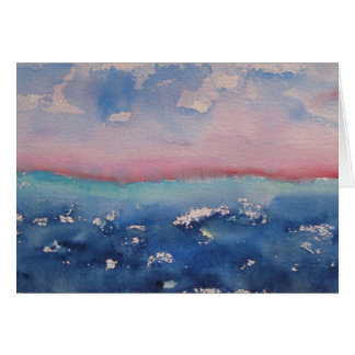 Pink And Dark Blue Watercolor Landscape Horizon