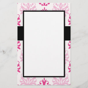 Pink and dark pink boho chic damask design stationery