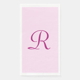 Pink and Dark Pink Monogram Paper Guest Towel Napkin