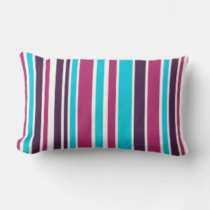 Pink And Dark Purple Violet Striped  Lumbar Cushion