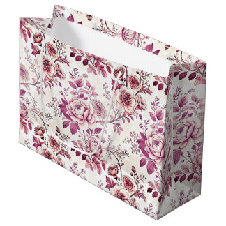 pink and dark red flowers large gift bag