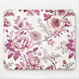 pink and dark red flowers mouse pad