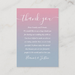Pink And Dusty Blue Ombre Wedding Thank You Place Card
