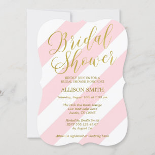Pink and Faux Gold Bridal Shower Invitation