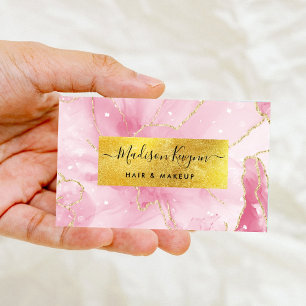 Pink And Faux Gold foil Business Card