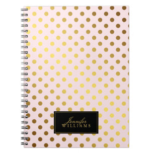 Pink and Faux Gold Foil Polka Dots Spiral Notebook