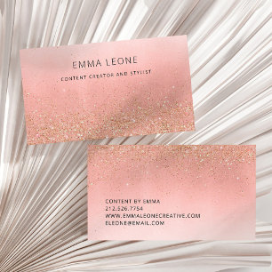 Pink and Faux Gold Glitter Modern Glam Business Card
