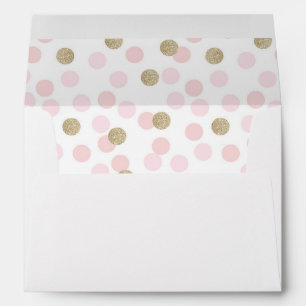 Pink and Faux Gold Glitter Polka Dot Envelopes
