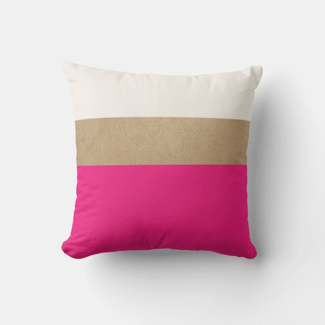 pink and faux gold leather cushion (Front)