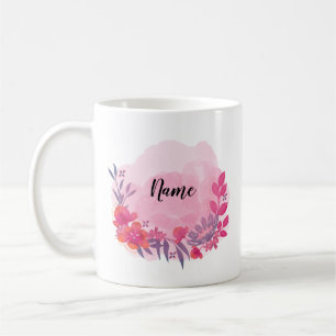 Pink and Floral Customisable Mug