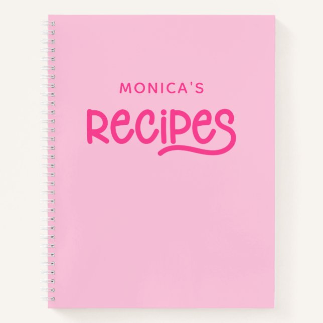 Pink and Fuchsia Personalised Recipes Notebook (Front)