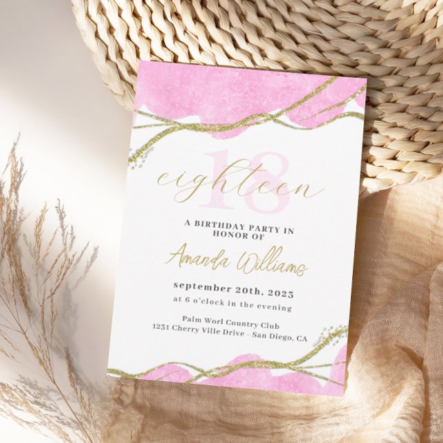 Pink and Gold 18th Birthday Invitation (Creator Uploaded)