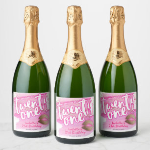 Pink and Gold 21st Birthday Sparkling Wine Labels
