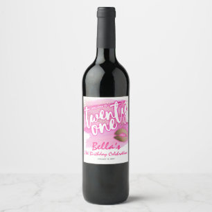 Pink and Gold 21st Birthday Wine Labels