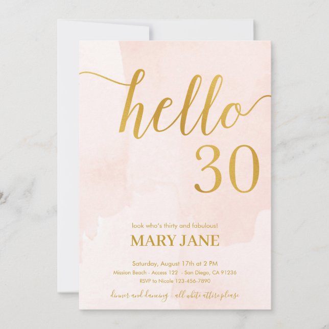Pink and gold 30th birthday Invitation (Front)