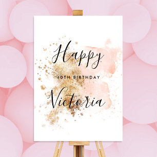 Pink And Gold 40th Birthday Party Welcome Sign 