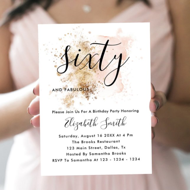 Pink And Gold 60th Birthday Invitations (Creator Uploaded)
