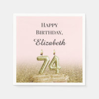 Pink and Gold 74th Birthday Napkins