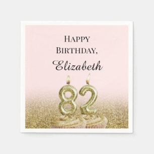Pink and Gold 82nd Birthday Napkins