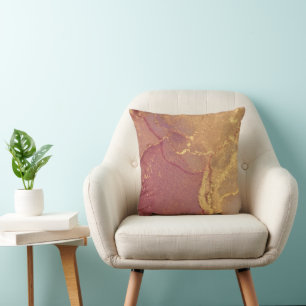 Pink and gold abstract glitter cushion