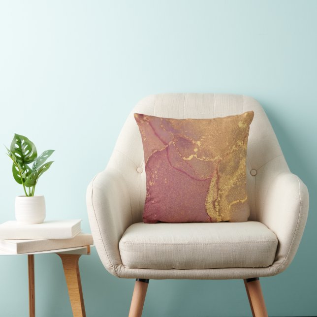 Pink and gold abstract glitter  cushion (Chair)