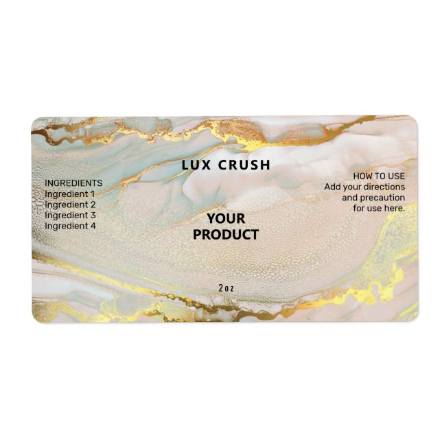 Pink And Gold Alcohol Ink Dropper Bottle Labels (Front)