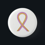 Pink and Gold Awareness Ribbon Custom Button Pin<br><div class="desc">Phyllodes Tumour uses a pink and gold ribbon for awareness. Phyllodes Tumour is a rare form of breast cancer. It can also be called phylloides tumour and cystosarcoma phyllodes. Awareness pin features the painting of a gold and pink awareness ribbon on a custom button pendant. Pink and gold awareness ribbon...</div>