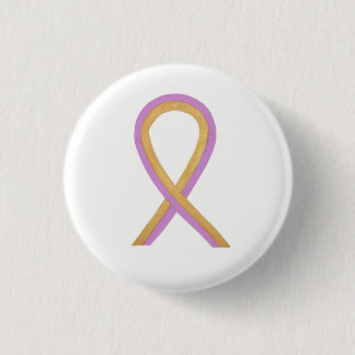 Pink and Gold Awareness Ribbon Custom Button Pin