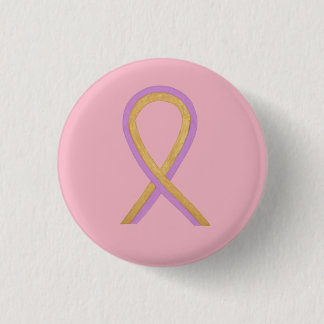 Pink and Gold Awareness Ribbon Custom Button Pins