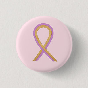 Pink and Gold Awareness Ribbon Custom Button Pins
