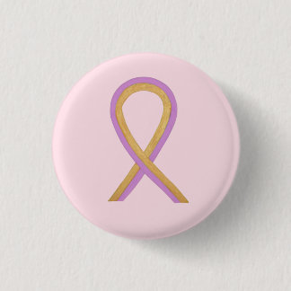 Pink and Gold Awareness Ribbon Custom Button Pins