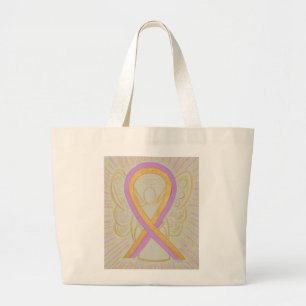 Pink and Gold Awareness Ribbon Custom Tote Bag