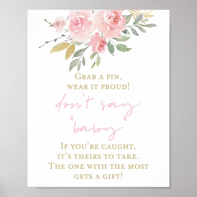 Pink and Gold Baby Shower Game Sign (Front)