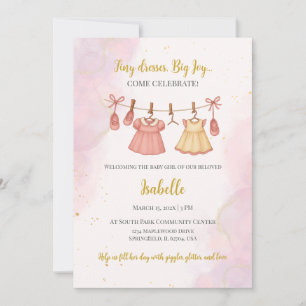 Pink and Gold Baby Shower Invitation