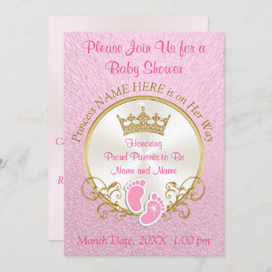 Pink and Gold Baby Shower Invitations, Personalise Invitation
