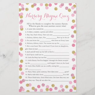 Pink and Gold Baby Shower Nursery Rhyme Quiz