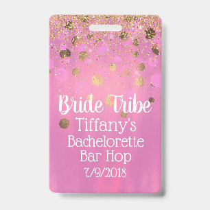 Pink and Gold Bachelorette Party Badge ID Badge