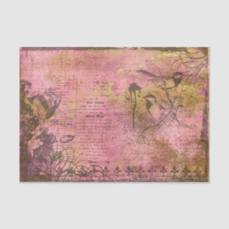 Pink and Gold bird decoupage Tissue Paper