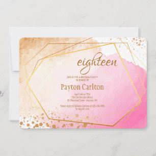 Pink and Gold Birthday Party Invitation
