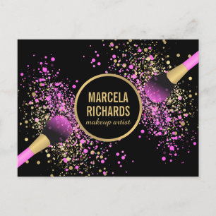 Pink and Gold Blush Confetti Makeup Artist Postcard