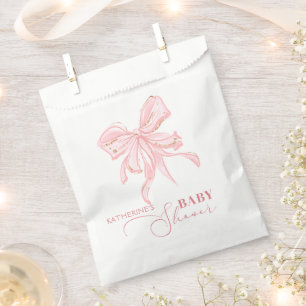 Pink and Gold Bow Chic Girl Baby Shower Favour Bags