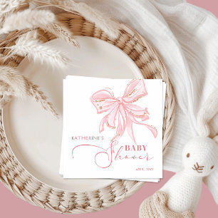 Pink and Gold Bow Chic Girl Baby Shower Napkin